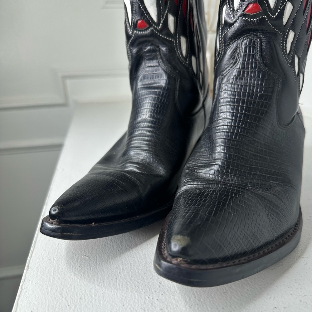 **SOLD**Vintage Nine West Thunderbird Western Boots Women’s 8.5 Black Red White - Picture 3 of 8